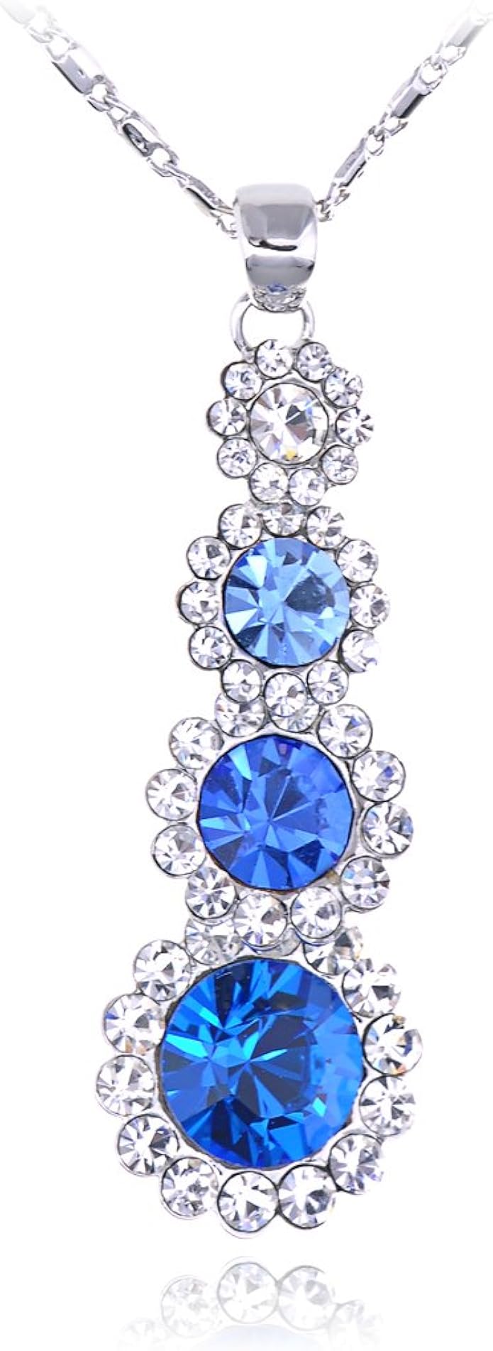 alilang蓝宝石梯度堆叠成长雏菊吊坠施华洛世奇水晶元素项链
