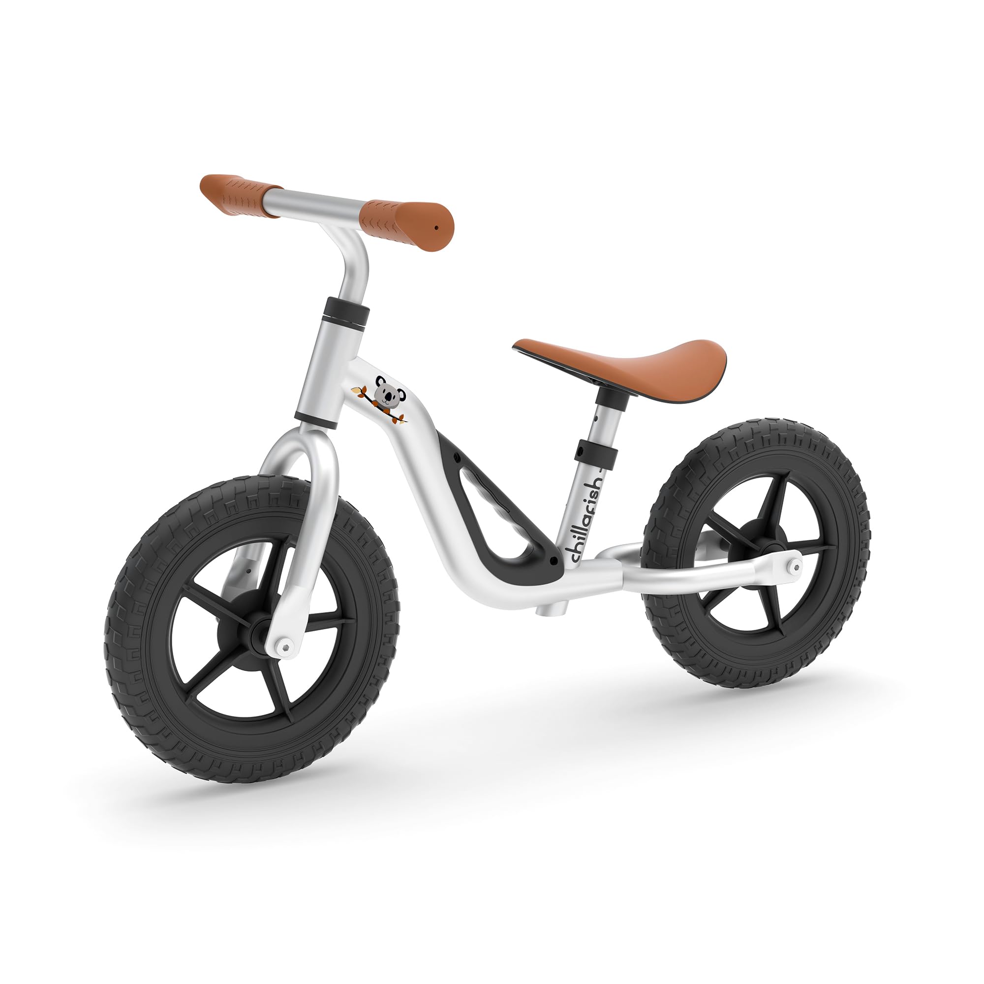 Chillafish Charlie Lightweight Toddler Balance Bike, a cute balance trainer for 18 to 48 months with 10-inch stab-proof wheels, adjustable seat and silver handle