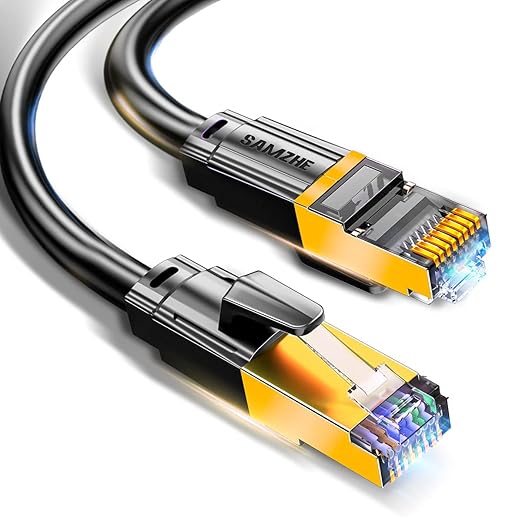 cat 8 以太网电缆,3 英尺 5 件装重型以太网线 40gpbs 高速屏蔽 lan