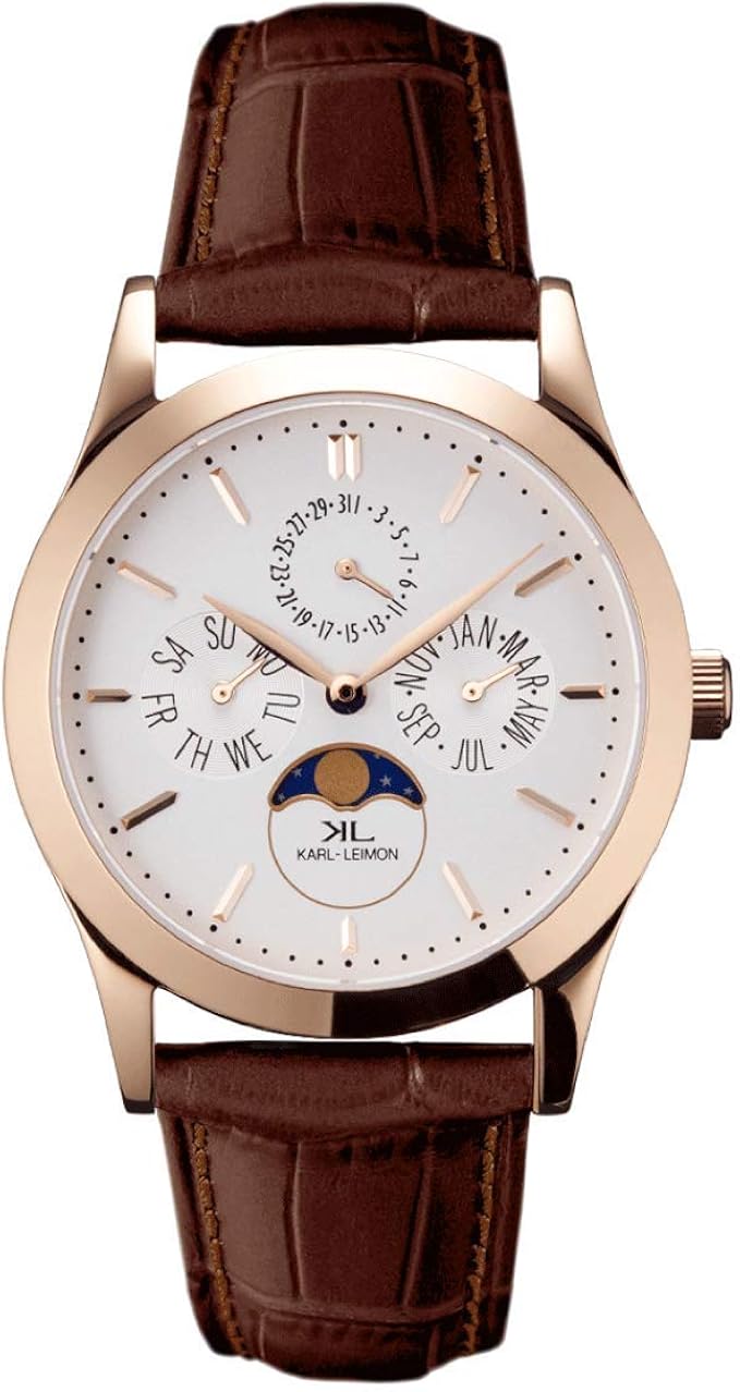 karl-leimon 日本月相手表经典先锋金白色