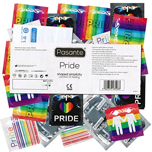 Pasante Pride 144 Theme -* Set, Men's condom - Gaypride,LGBT, Rainbow - Stock packaging, printed seal film