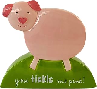 boston warehouse tickle me pink! - earthenware pig bank