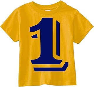 定制王国男孩和女孩 2.54 厘米数字 1 蓝色印花 first 生日 t 恤