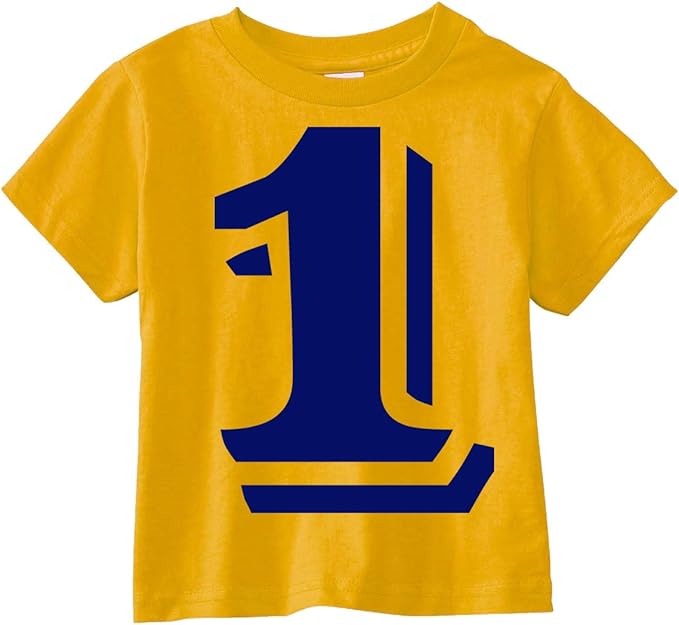 定制王国男孩和女孩 2.54 厘米数字 1 蓝色印花 first 生日 t 恤