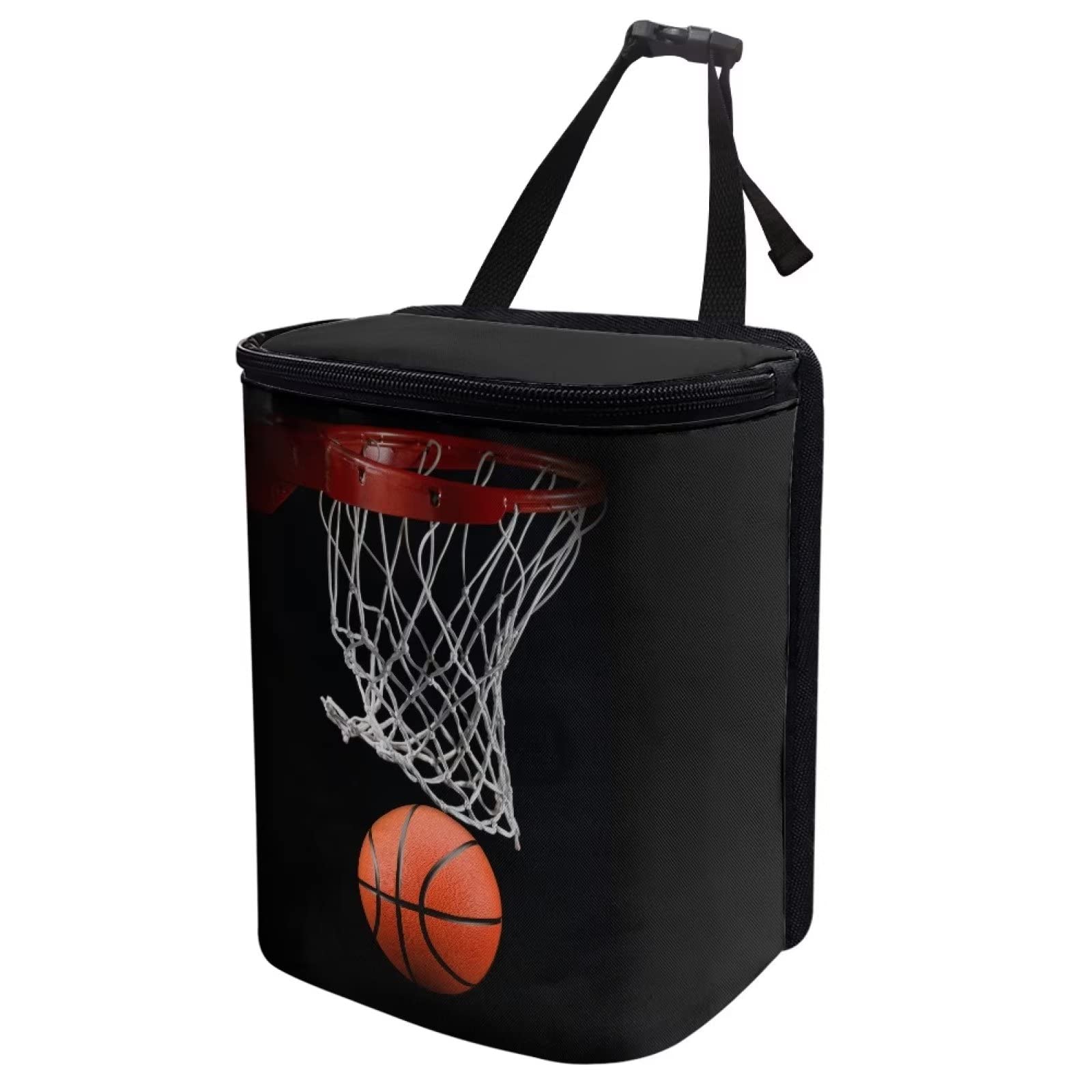 AFPANQZ Basketball printed car trash can Car interior trash can bag leakproof garbage basket Hanging trash can auto parts storage bag