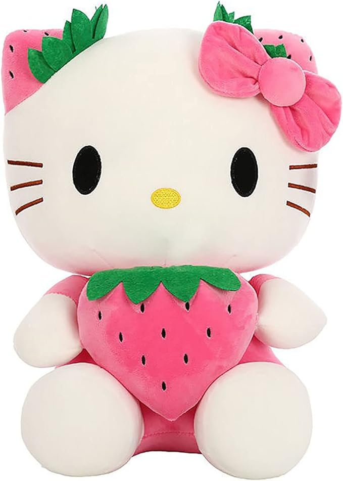 cute kitty 猫咪毛绒玩具柔软草莓猫毛绒娃娃抱枕,儿童生日礼物(13.
