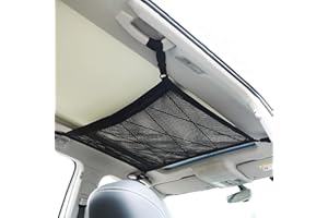 CEISPOB SUV 汽车天花板货物网袋，35.5英寸 约90.17厘米x25.5英寸 约64.77厘米车顶储物收纳袋，长途露营 SUV 储物袋帐篷放被子儿童玩具毛巾杂物内饰配件