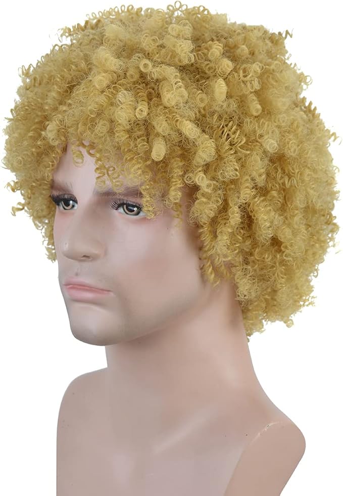 siyi 男士金发假发,613 男士非洲假发,短卷发假发,适合*男士