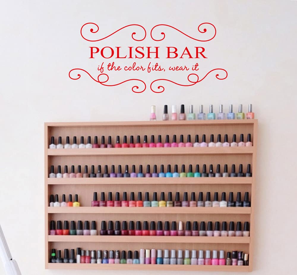 Nail Salon Wall Sticker Girl * Nail Stick Wall Sticker for Polishing bar Hands Nail Glue Home Art Deco Mural SYY886(Hot red)