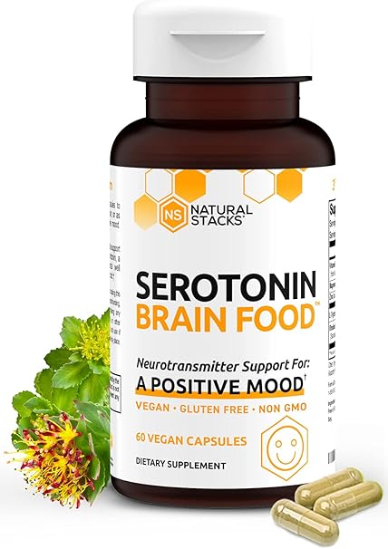 天然堆积 Serotonin 大脑食物 大脑补充剂 30 天供应 促进 血清素生产 减压 促进心情和能量 亚马逊中国 个护健康