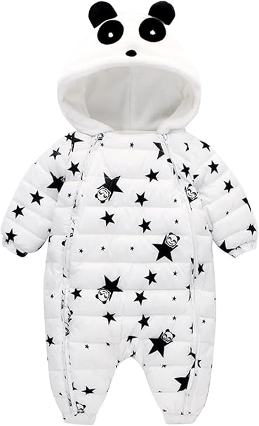 Happy Cherry 新生儿婴儿连衫裤蓬松棉质卡通连体衣冬季拉链雪衣白色12 24 Month Happy Cherry 服饰箱包 亚马逊中国