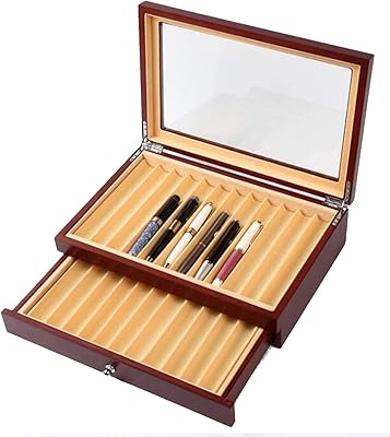 lehom 双层木笔展示盒 23 槽笔存储盒 豪华钢笔收藏盒 带盖子 适合