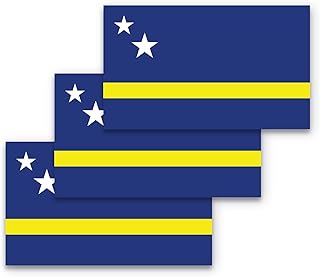 3x5 库拉索国旗贴纸 3 件装由耐用防水材料库拉索旗帜保险杠贴纸