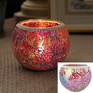 彩色马赛克玻璃茶灯烛台浪漫手工礼品许愿烛台圣诞烛台餐桌中心装饰品