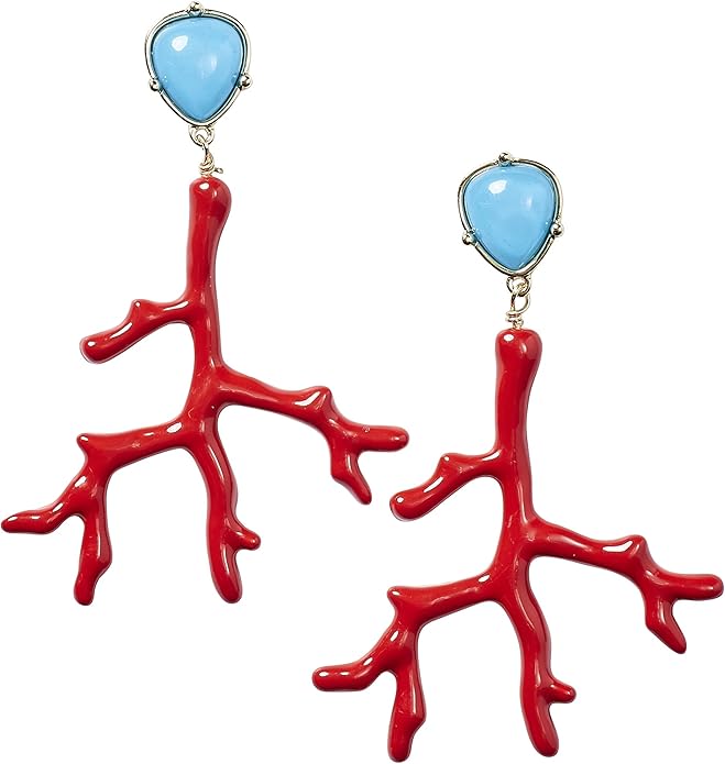 tickled pink 811054 珊瑚礁耳环,2.75 英寸(约 7 厘米)高