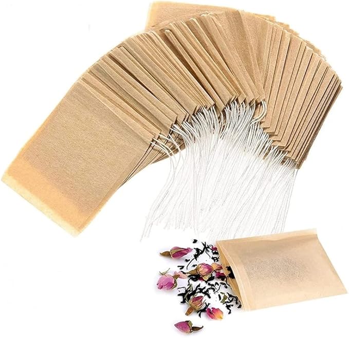 200 个装一次性茶过滤袋*抽绳过滤纸空茶叶浸泡袋用于散茶