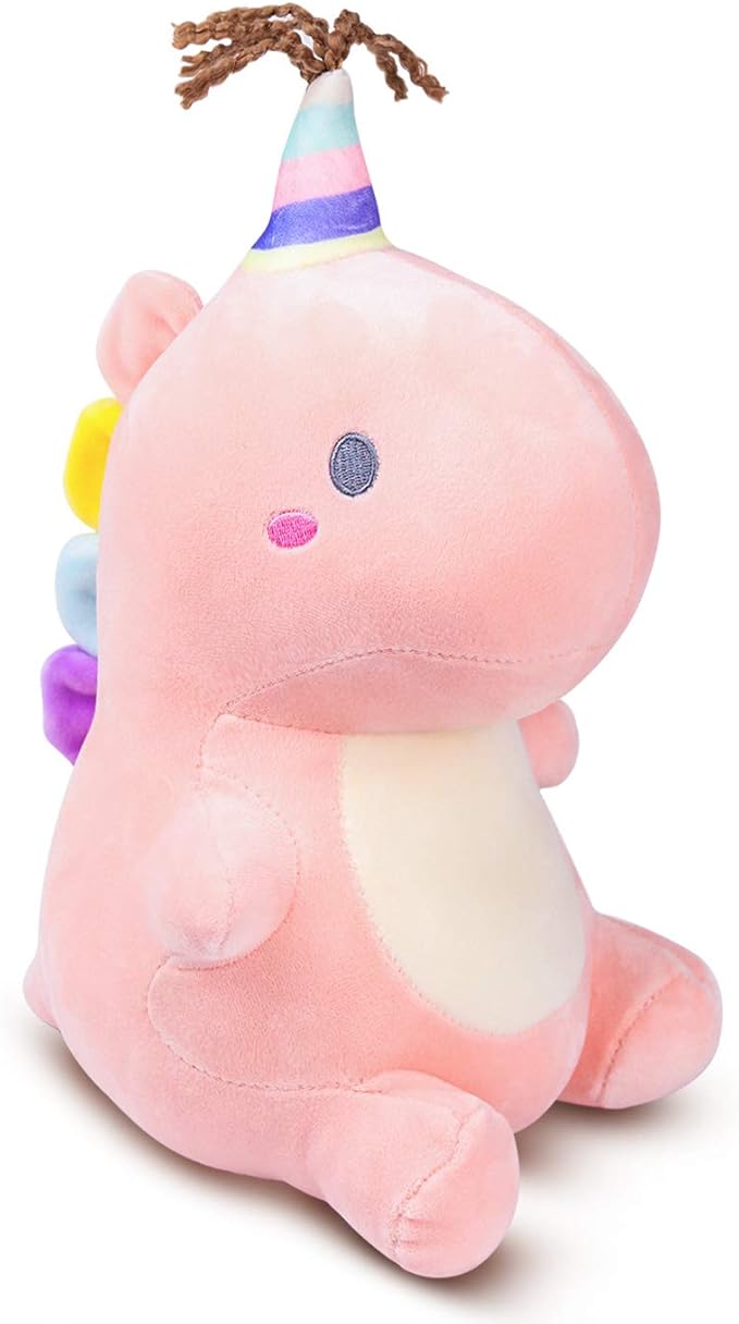 适合女孩,恐龙毛绒玩具填充动物毛绒玩具,适合儿童婴儿幼儿(粉色)