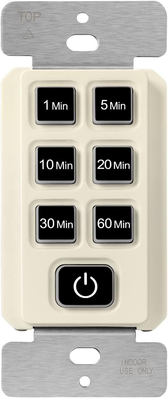 topgreener 1 小时倒数计时开关,1-5-10-20-30-60 分钟,适用于浴室