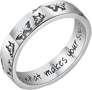 蝴蝶戒指,s925 纯银戒指,男女款,刻有 do what makes your soul shine