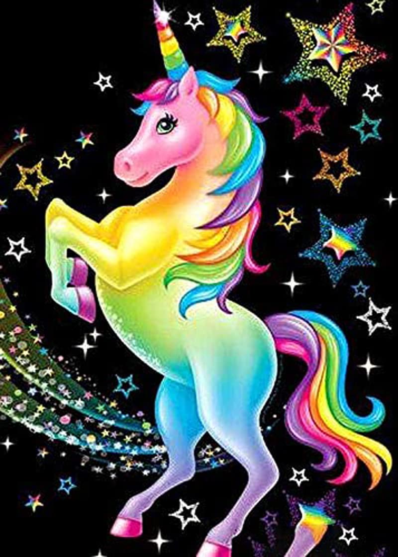 JIYQINLY DIY 5D Unicorn Diamond Painting, Digital Kit, for adults, Full Diamond Unicorn Diamond Embroidery Painting Picture Art Craft Home Decor,x6 inches