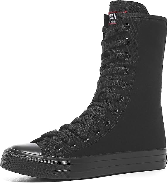 女式高帮帆布运动鞋系带时尚休闲鞋 适合女孩