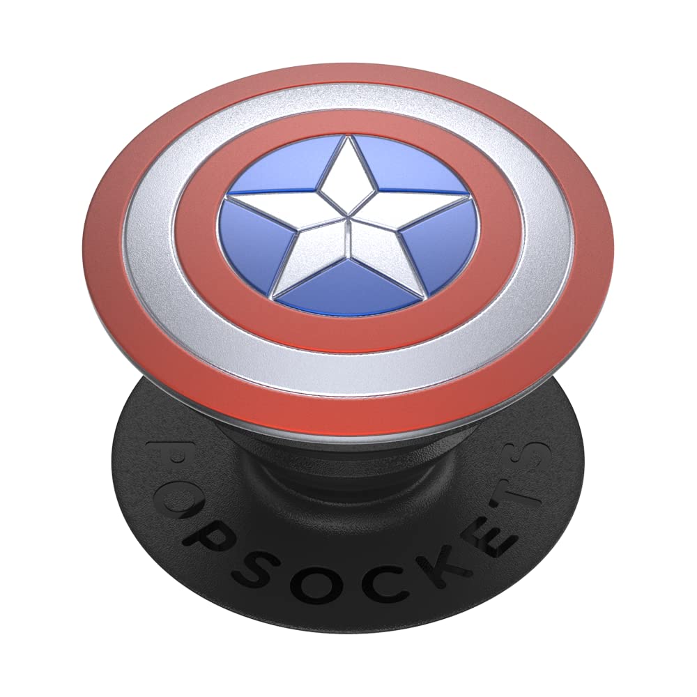 PopSockets 手机握把带扩展支架,适用于手机,Marvel - 搪瓷美国队长盾牌