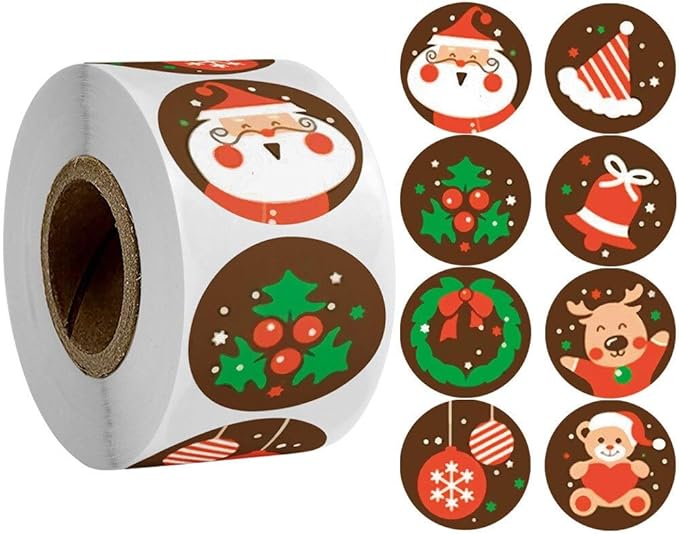 5 英寸圆形标签贴纸适用于圣诞派对装饰