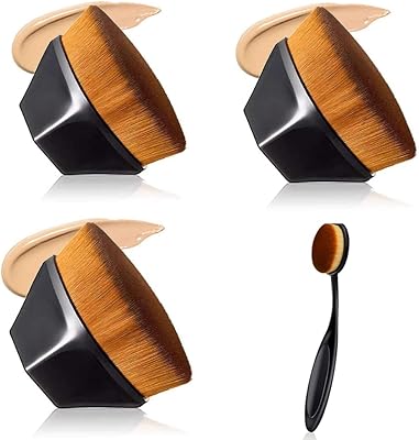 粉底化妆刷 kabuki 化妆刷 多功能化妆刷 粉底混合液体化妆工具 (4 支