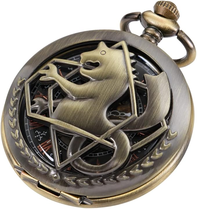 男式机械经典设计手风怀手表罗马数字蒸汽朋克带链盒, 棕色 : 亚马逊