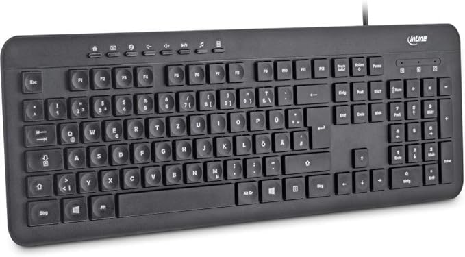 inline design 键盘,键盘,usb 线,扁平键,德语布局,黑色,55369a
