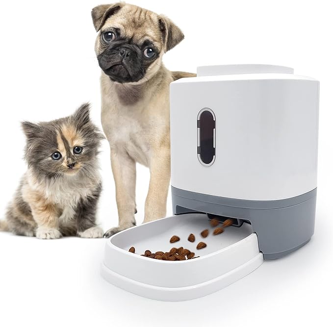 自动狗喂食器,自动宠物干粮分配器适用于小型中型宠物,防滑小狗食品