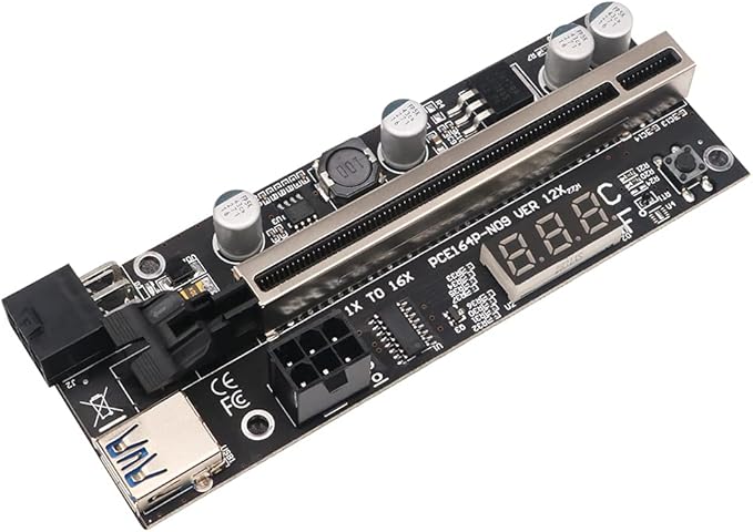 2x 新版本 pcie 转接器 1x 至 16x 图形扩展带温度传感器 适用于比特