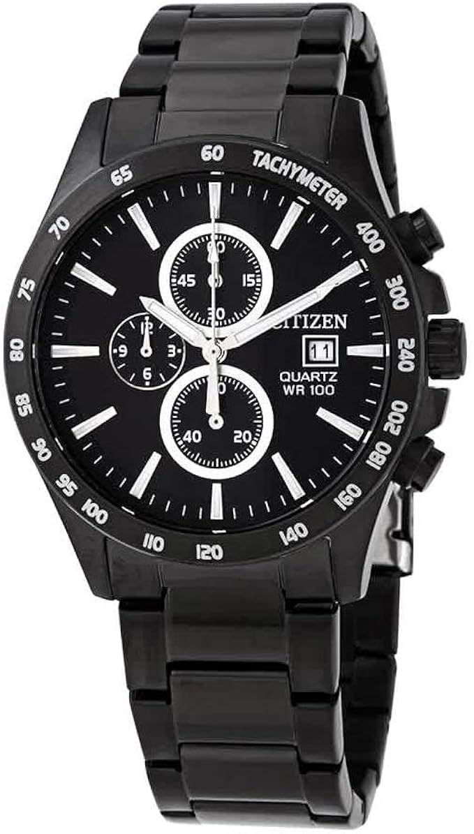 citizen 西铁城 计时石英黑色表盘 男式手表 an3645-51e