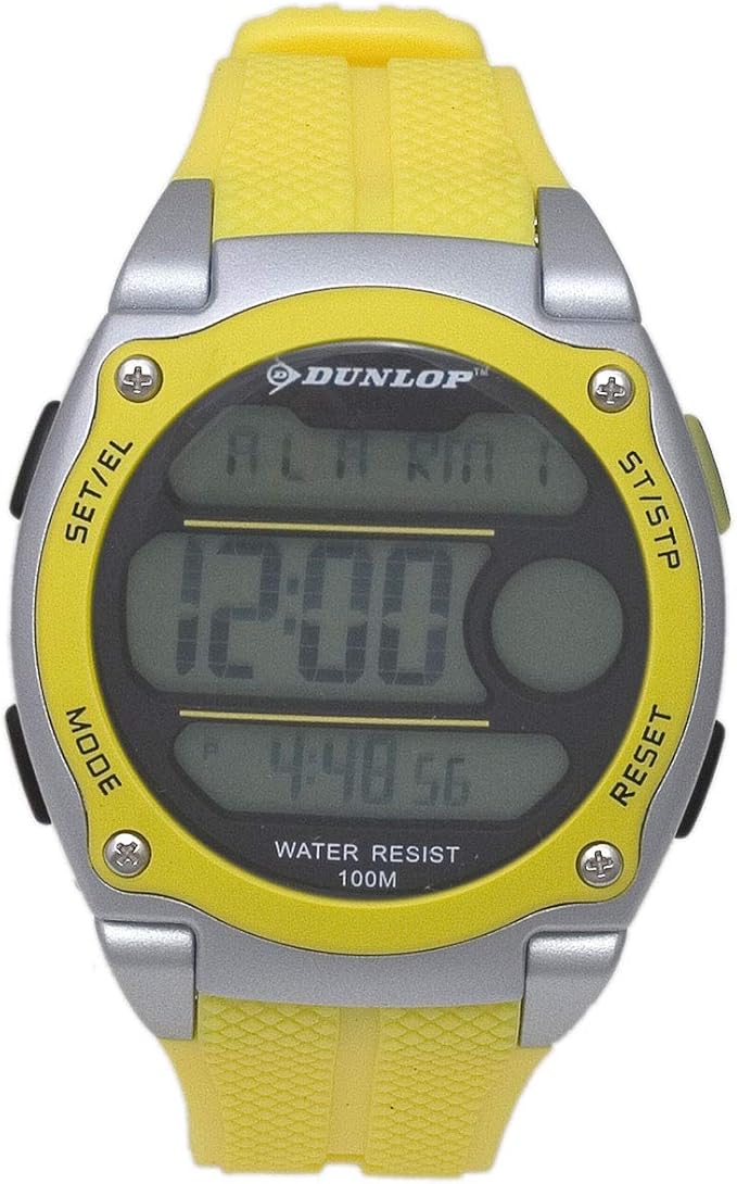 dunlop 中性成人数字石英手表橡胶表带 dun182g10