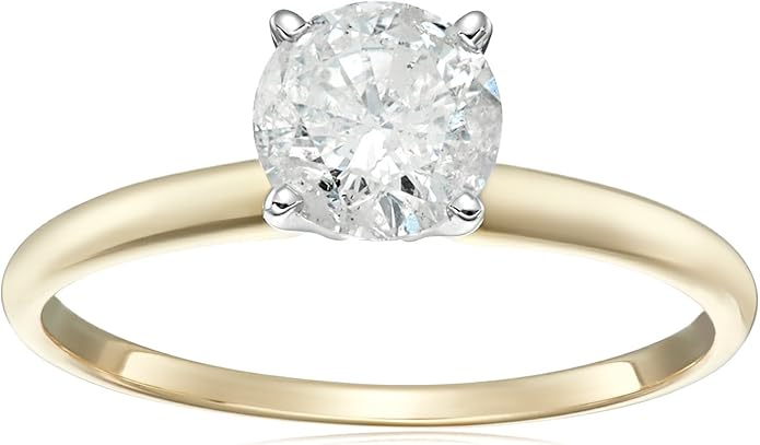 14&nbsp;k 圆单钻订婚戒指(1carat , h-i 颜色, i3净度)