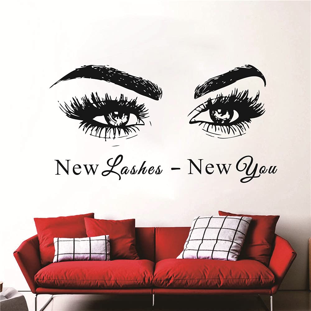 Home Decor * Wall Stickers * Salon Eyelashes Wall Stickers Eeybrows Brows Quotes Decorate Bedroom TM-69(New Eyelashes)