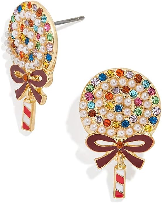 彩色水晶珍珠棒棒糖耳钉糖果食物耳环女士女孩珠宝