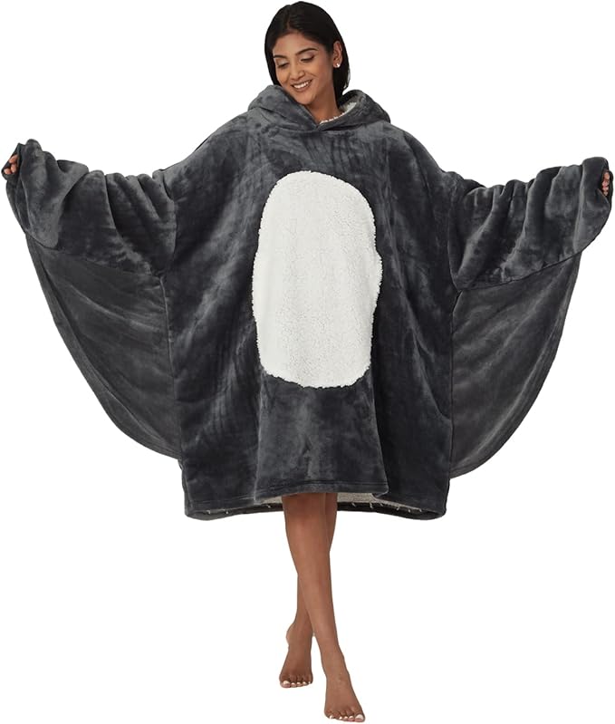 newcosplay 中性飞鼠可穿戴连帽衫毯子毛绒羊羔绒保暖运动衫带口袋