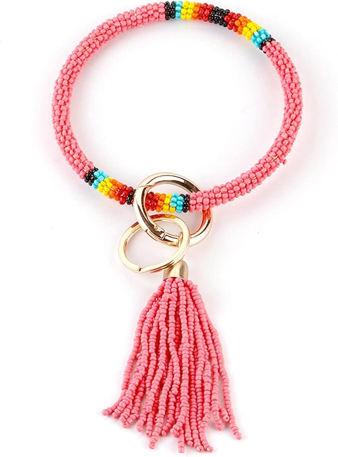 适合女士 女孩 礼物 钥匙链 手镯 钥匙圈 手链 串珠流苏 钥匙扣 钥匙