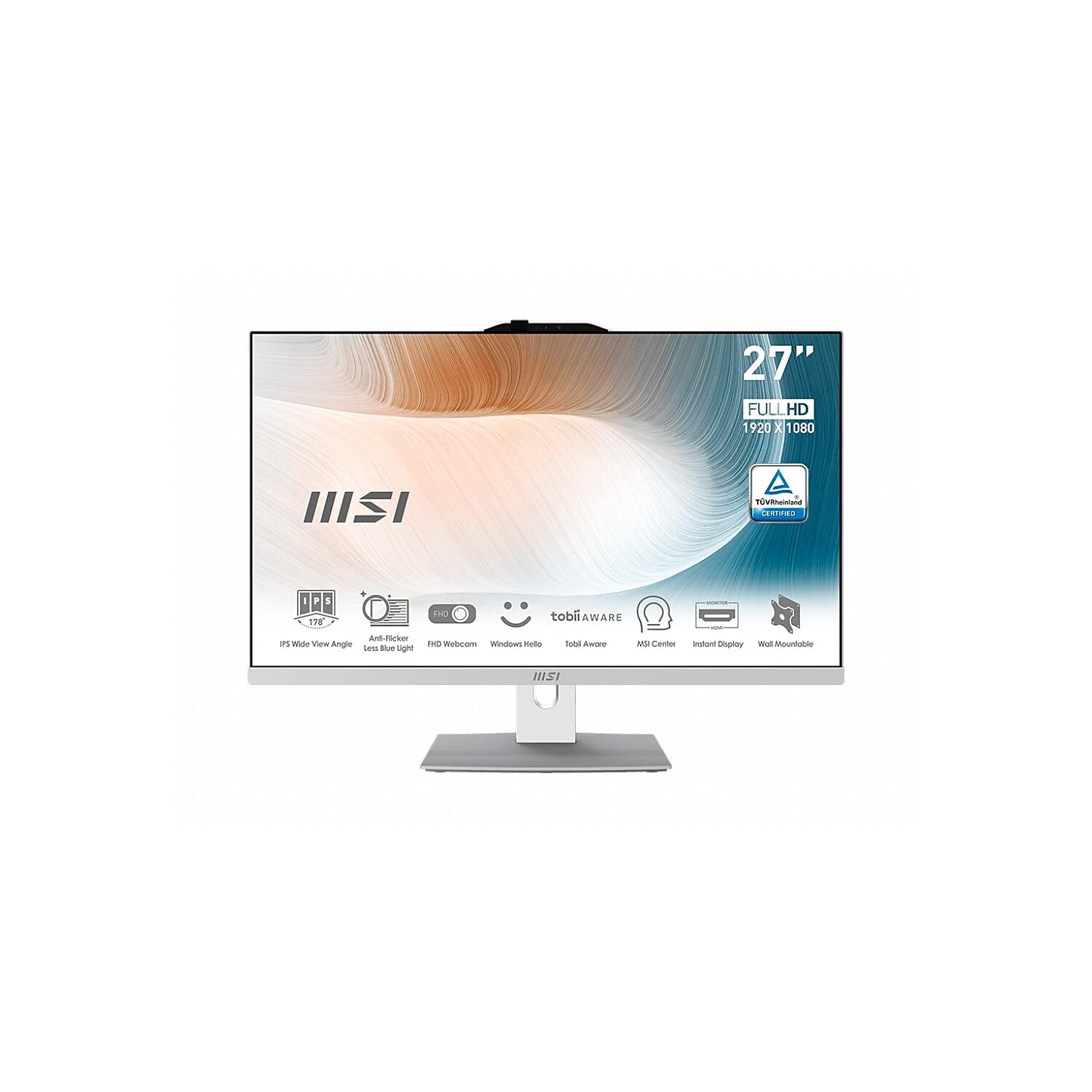 MSI MSI Modern AM272P AIO Desktop,27 "Full HD IPS-grade LED, Intel Core i5-1240P,8GB RAM,512GB SSD,WiFi 6,BT 5.1, White,Windows 1 Home (12M-030US)