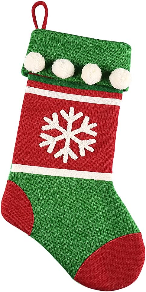 8 厘米圣诞袜树和雪花针织长袜 适合家庭假日圣诞派对装饰(红绿米黄色