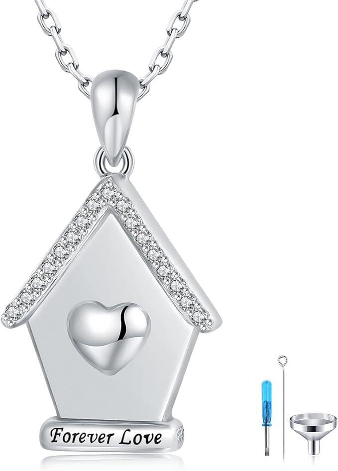 jzsanti 925 纯银火葬首饰适用于灰烬 - 骨灰项链纪念灰纪念品吊坠