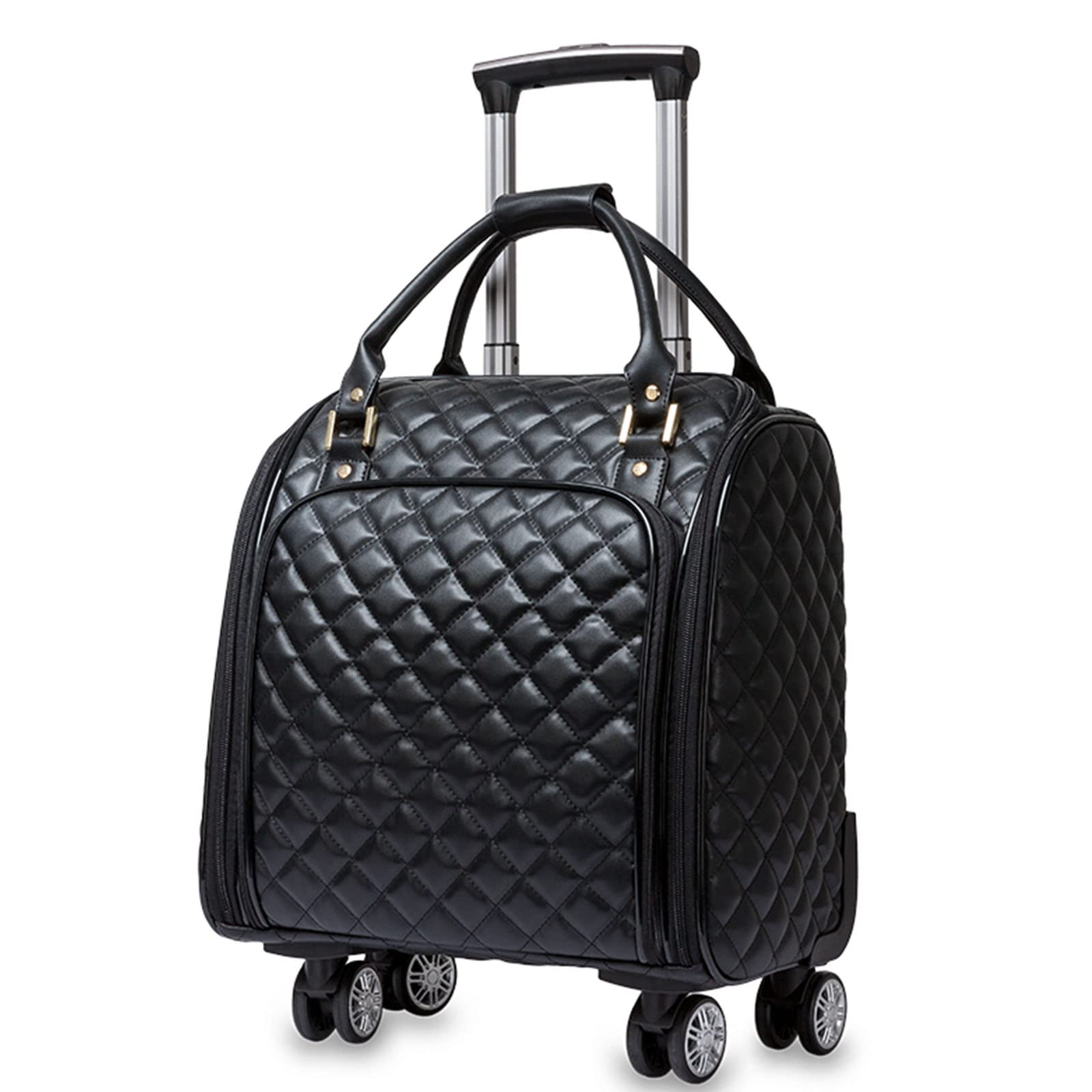 VH&GRED Trolley Case Portable Trolley Case Boarding Case Small Bag Lightweight Luggage Case Suitable for Men and Women, Black//White, Carry-On 16 Inch, Carry-on Luggage