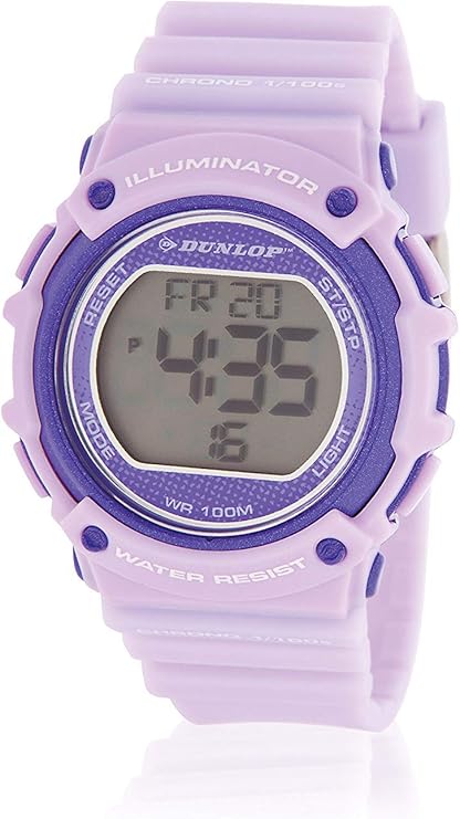 dunlop 中性款成人数字石英手表不锈钢表带 dun249l09