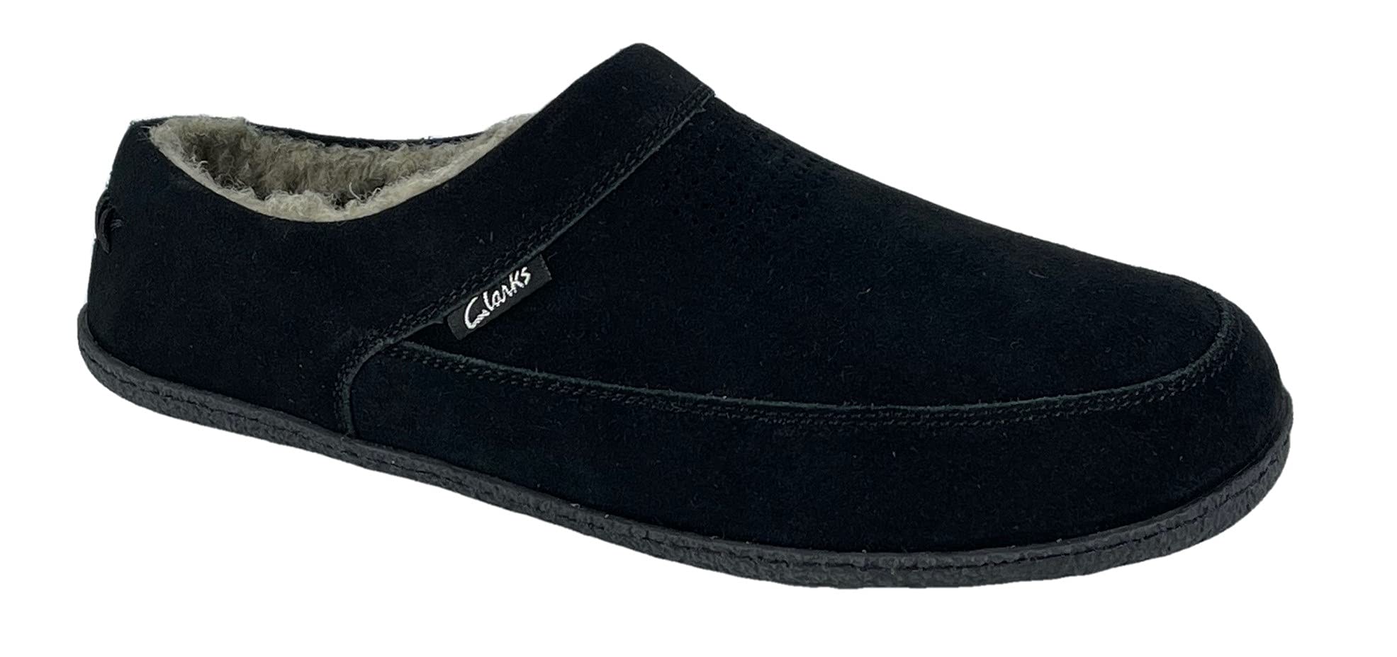Clarks Men's slippers perforated suede Upper JMS07 - Warm Plush Lamb lining - Indoor and outdoor home slippers