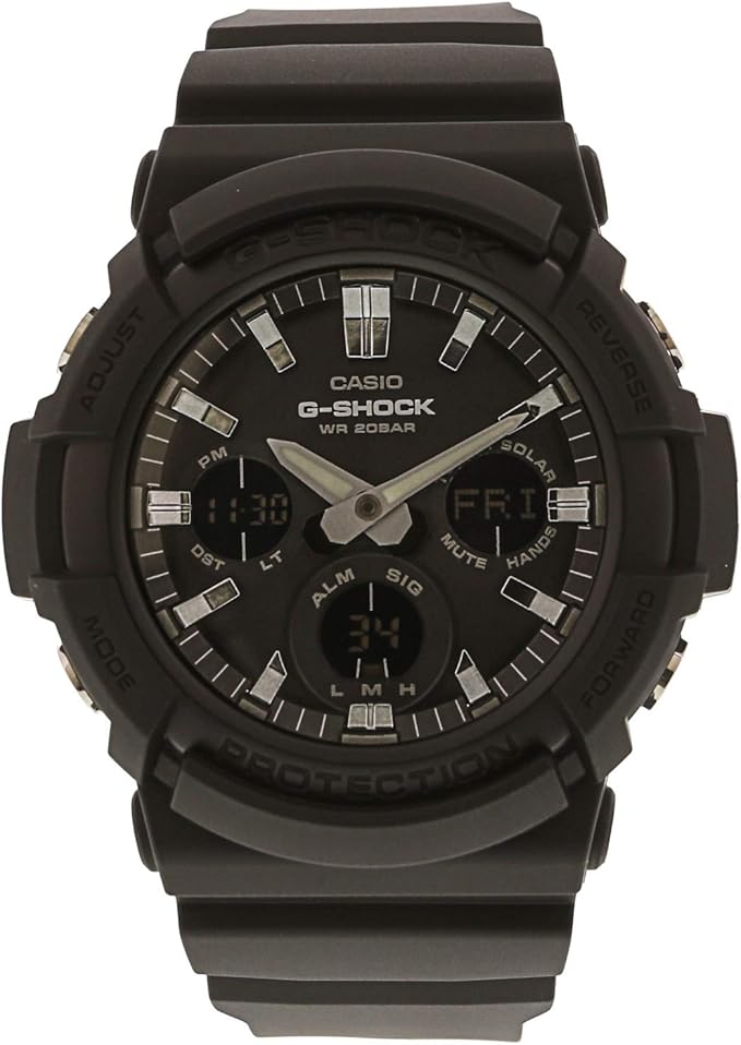 casio卡西欧gshockgas100b1a坚韧太阳能树脂铝质表壳男式手表黑色