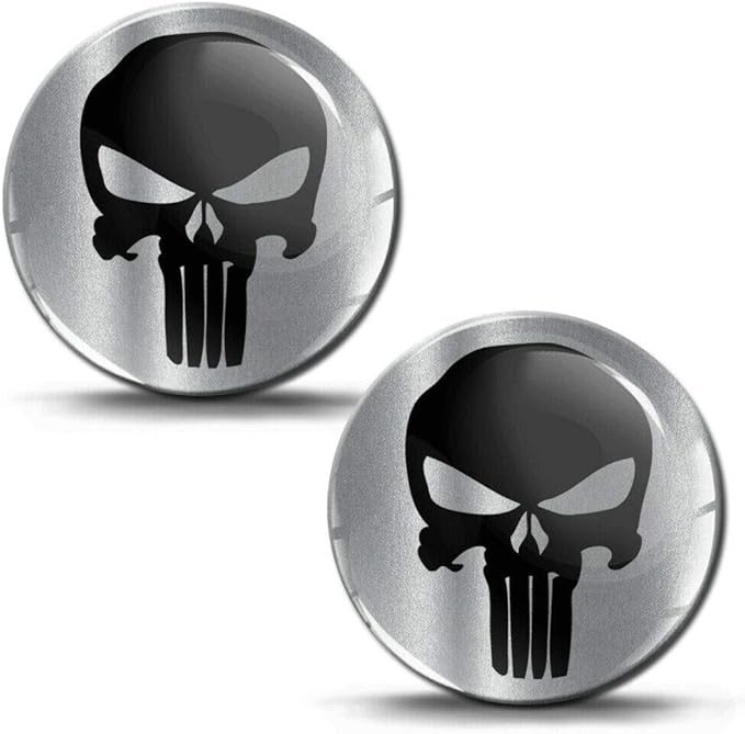 biomar labs03 2 x 3d 硅胶贴纸贴花惩罚者银色骷髅徽章汽车摩托车