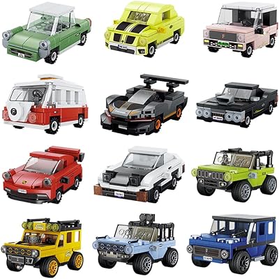 12 件迷你汽车积木套装,男孩用 3d 组装车,回力汽车积木,积木汽车玩具