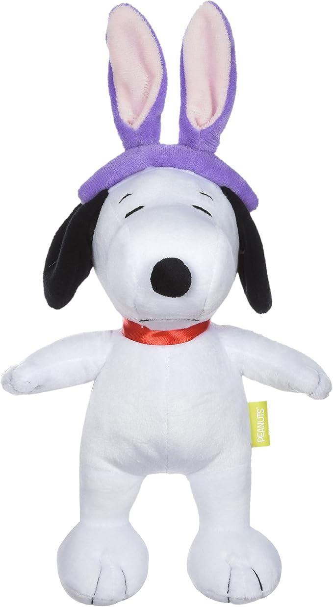 花生:复活节 9 英寸史努比兔子耳朵毛绒发声宠物玩具 | 花生狗玩具