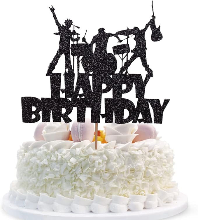 音乐蛋糕装饰 生日快乐标志 音符 演奏者蛋糕装饰 音乐摇滚主题 男子